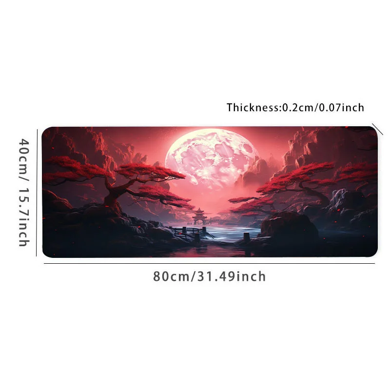 Large Landscape Red Moon Mouse Pad Desk Mat for Office and Gaming Mouse Pad with Enhanced Precision and Comfort