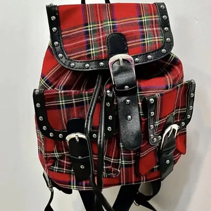 Y2k Vintage Plaid Fashion Backpacks Women Harajuku 2024 Trend Aesthetic Preppy University Back Pack Girl Large Capacity Bag