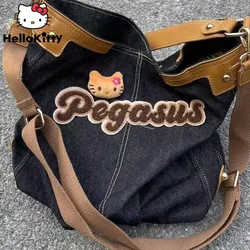 Sanrio Hello Kitty Cowboy Commuter Torebka o dużej pojemności Vintage Pojedyncza torba na ramię Street Leisure Tote Koreański styl Wszechstronna torba