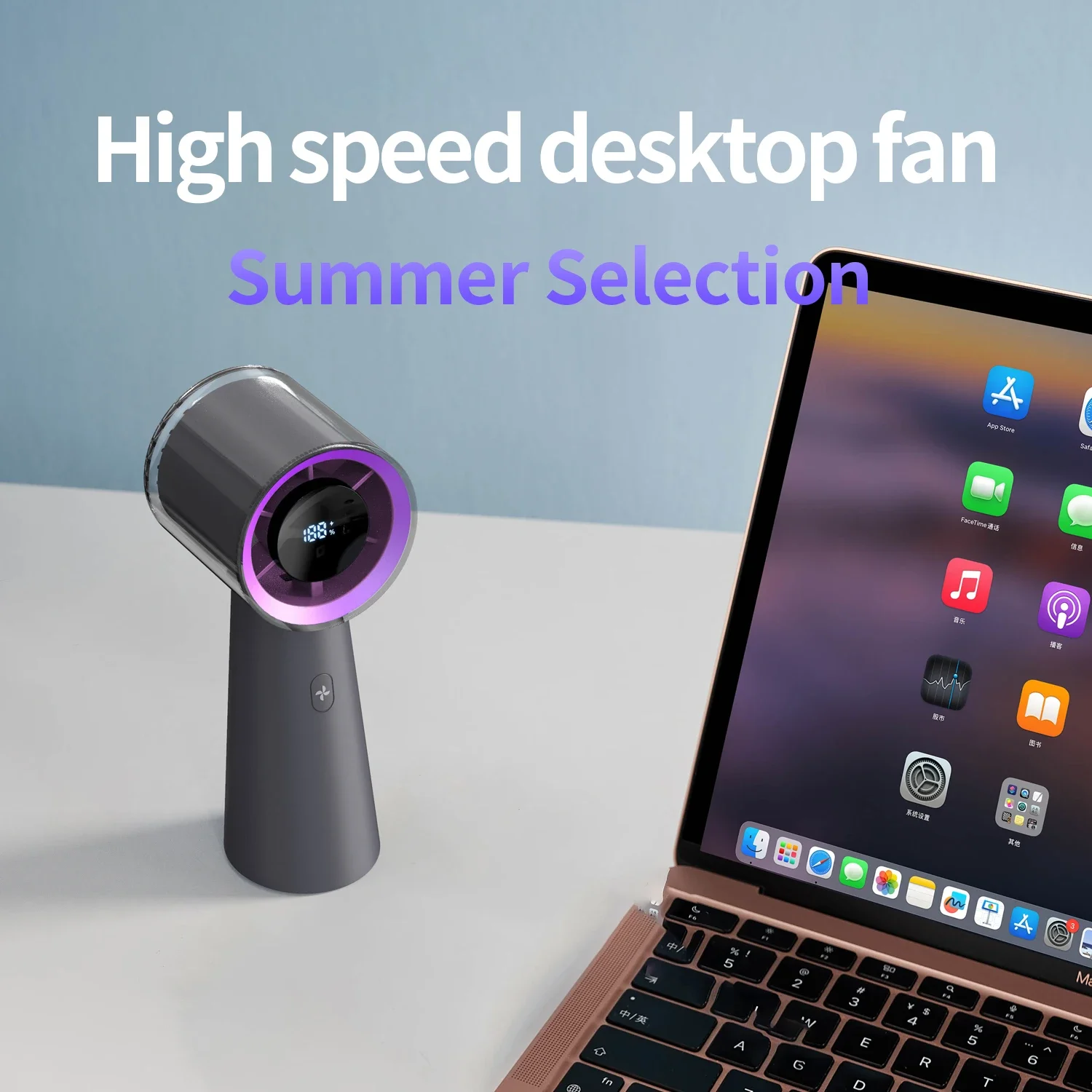 2026 3000mah USB Handheld 100 Speed Mini Fan Portable Rechargeable Fan Mini Air Conditioner Display Screen Small Fan Air Cooler