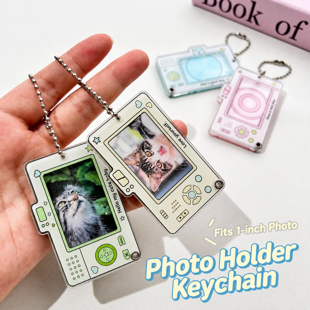 Phone Camera Shaped 1 Inch  Kpop Idol Photo Protective Display Sleeves Kawaii Stationery Girls Gifts Acrylic Keychain Portable