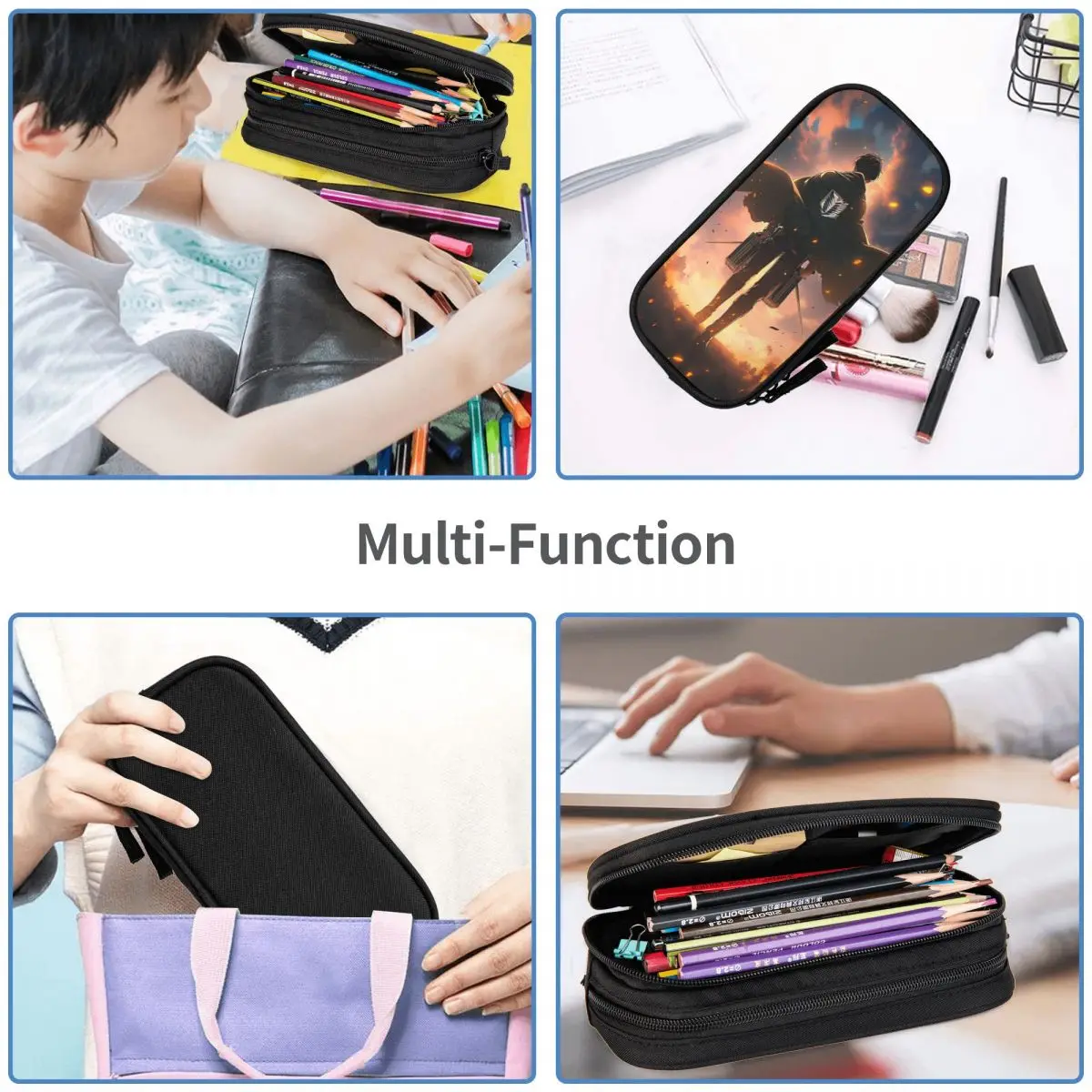 Levi Ackerman Popular Anime Pencil Case Back To School Pencil Cases Double Layer Boy Girl Large Capacity Pen Box School Supplies