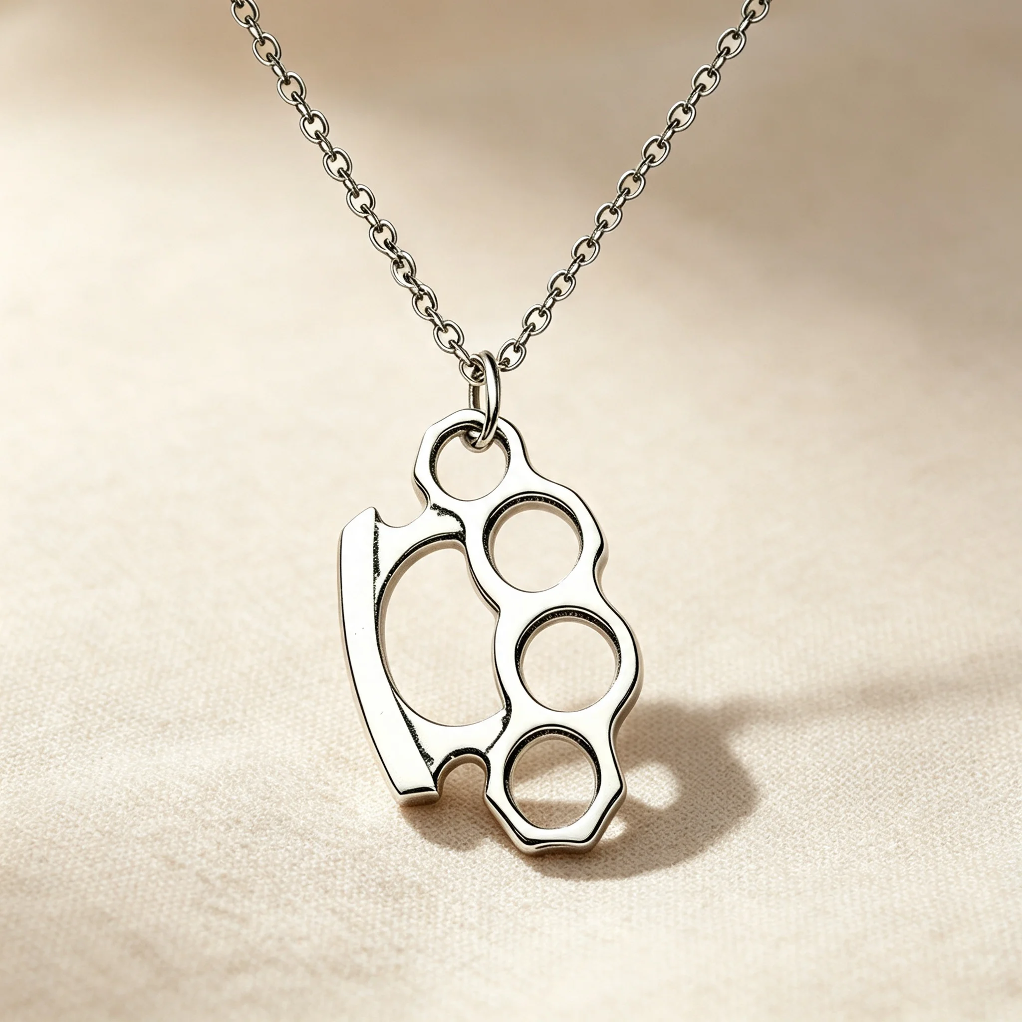 Brass Knuckles Pendant Necklace, Punk Vintage Gothic, For Women Men Halloween Gift product photo