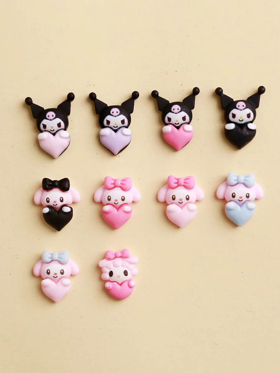 10/20Pcs Sanrio Kuromi My Melody Kawaii Nail Tips Charms Ornament Handmade Diy Anime Cartoon Nail Accessory Cute Gift for Girls