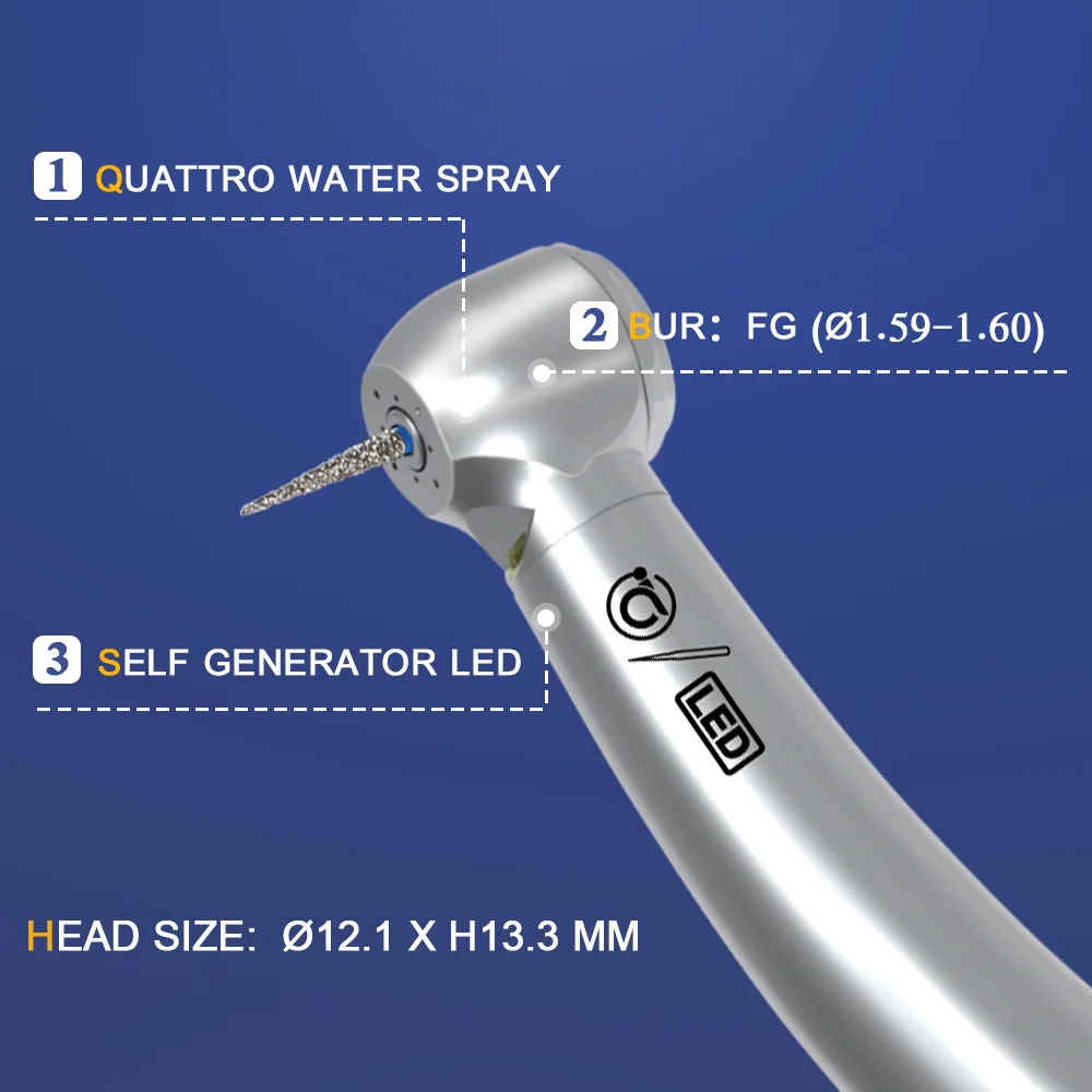 Stomatologiczne LED Generator turbiny powietrza rękojeść 2/4 otwór wąż cztery Spray wody 45 głowica wysokiej prędkości AI-MX3LG/AI-MX2LG/AI-MX45LG