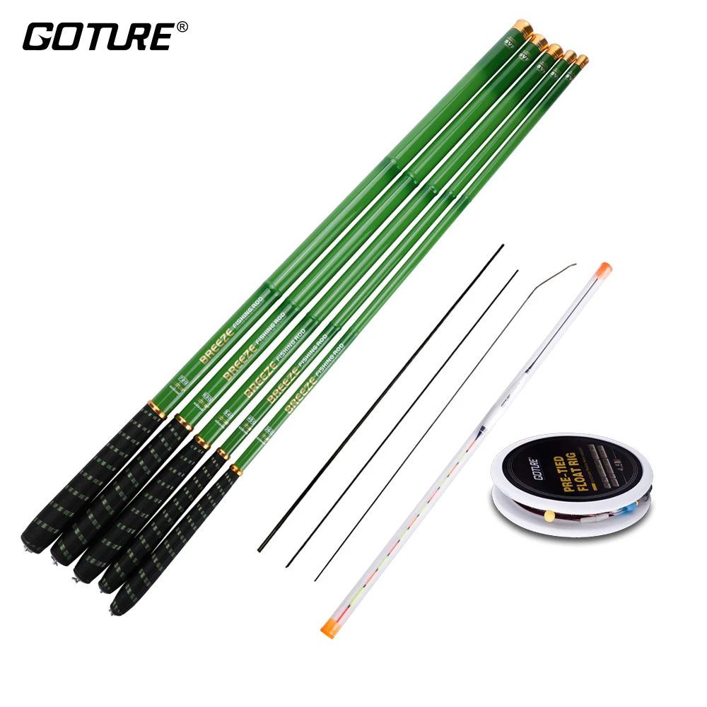 Goture Telescopic Fishing Rod Carbon Fiber 3.6M-7.2M Hand Pole Feeder Rod Carp Fishing+Fishing Float Rig+3 Tips vara de pesca