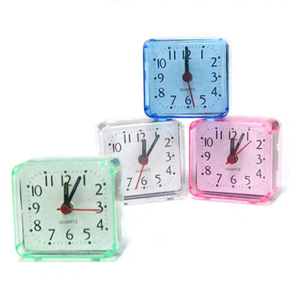 Bed Travel Mini Portable Compact Square Quartz Beep Table Silent Alarm Clock