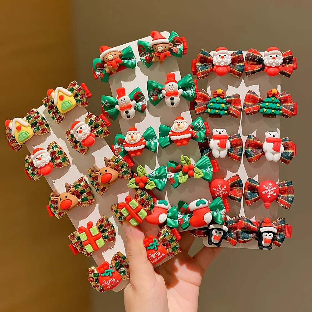 10pcs Christmas Cute Hairpin Sweet and Versatile