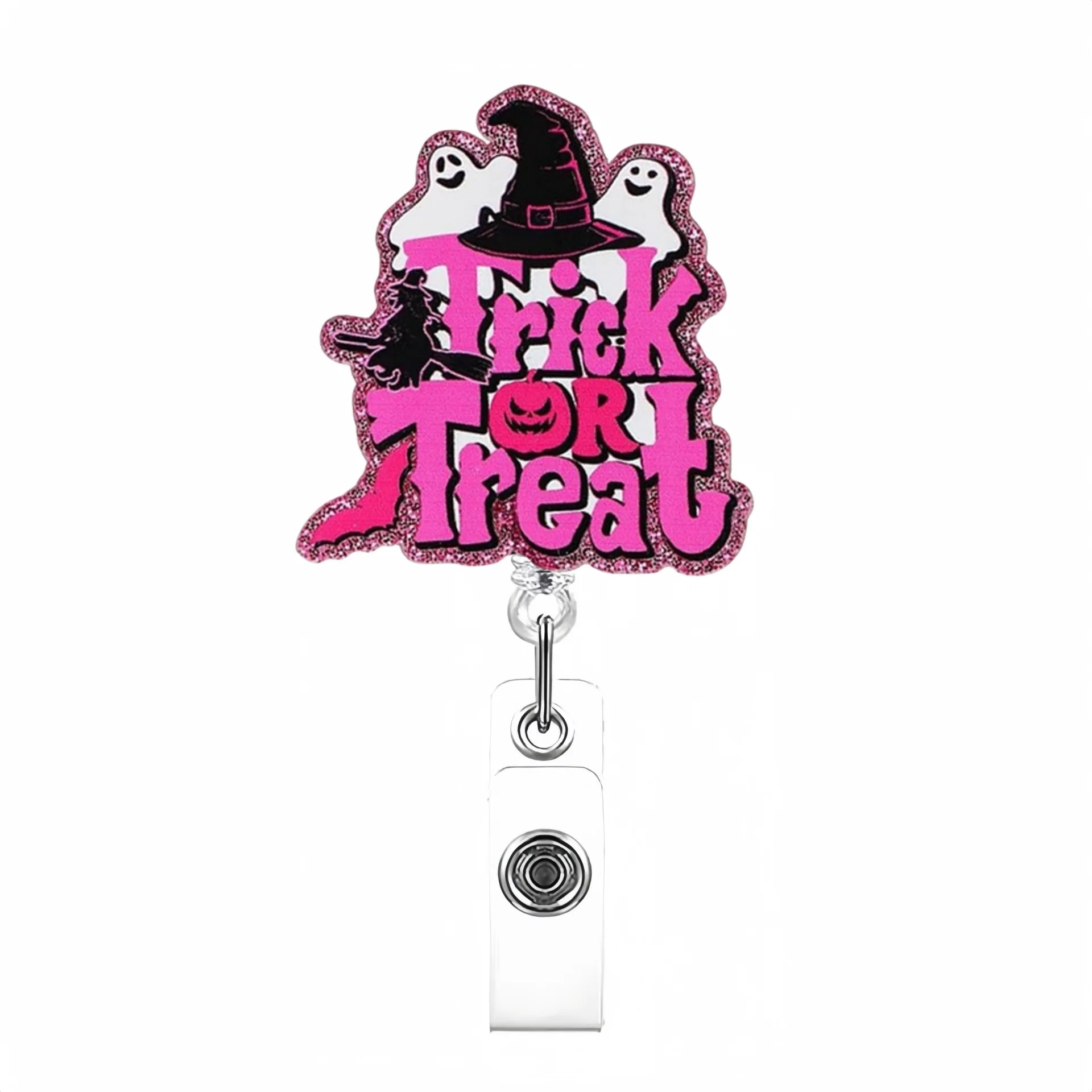Retractable Badge Reel Colorful Pumpkin Badge Reel Halloween Badge Holder Lightweight Ghost Id Card Holder For Office Gift