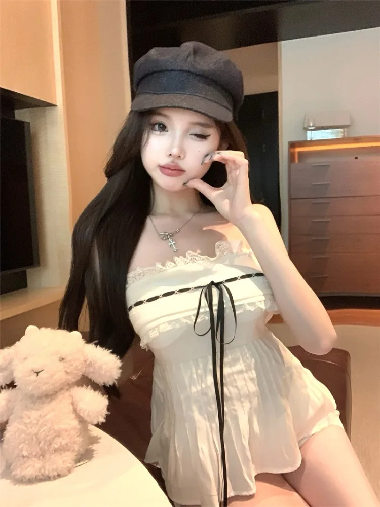 

American Retro Knot Tube Top Short Fashion Vest Slimming Design Summer New Style Korean Commute Style Pear Body Type