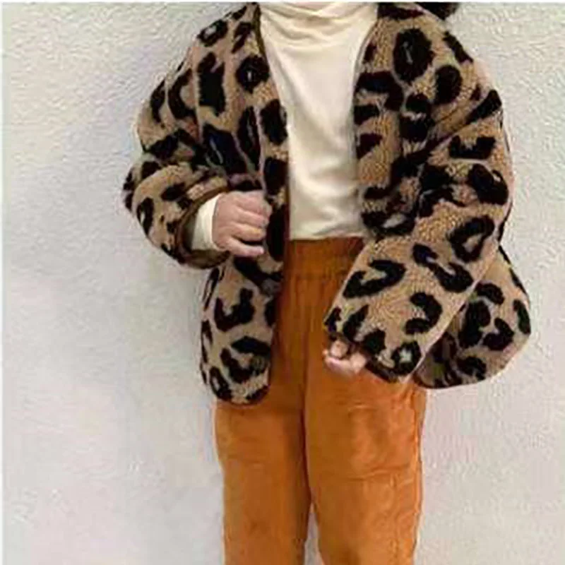 Jackets For Girls Winter Spring Baby Jackets Coats Children Leopard Jacket Coat Warm Outerwear V-neck Clothing