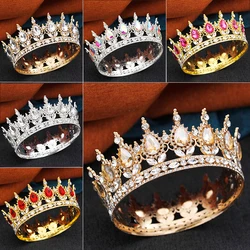 Gorgeous Crystal Wedding Crown, Royal Queen King AB Tiaras and Crowns, Bridal Diadem Party Prom Bride Headdress Jewelry