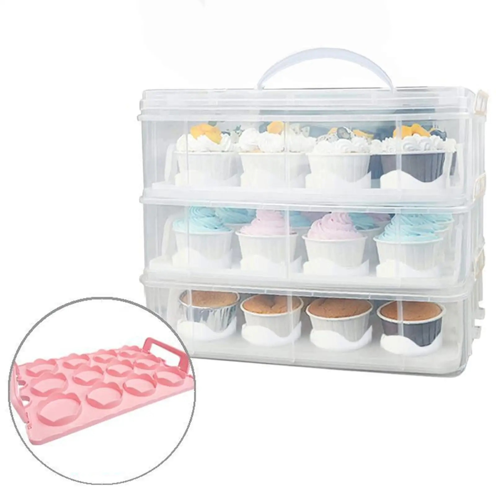 Large Capacity Cupcake Lid Holder Non-toxic And Impact-resistant PP Made Cupcake Holder Fruits