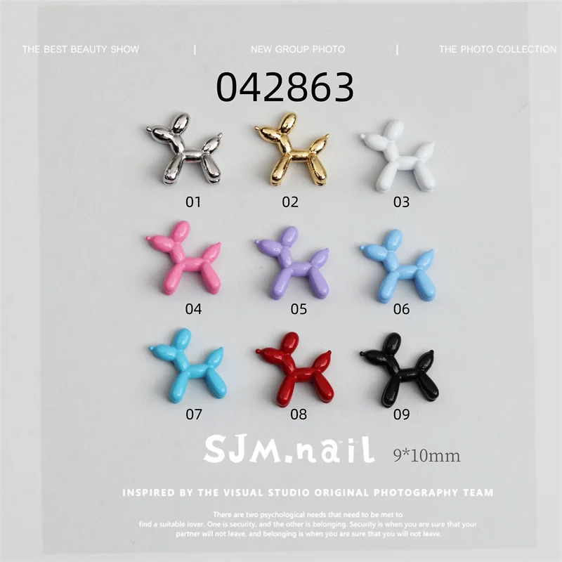 10pcs Cute Alloy Dog Nail Charms Jewelry 3D Kawaii Punk Dog Nail Art Decoration Supplies Parts DIY Multi Color Nails Accessories