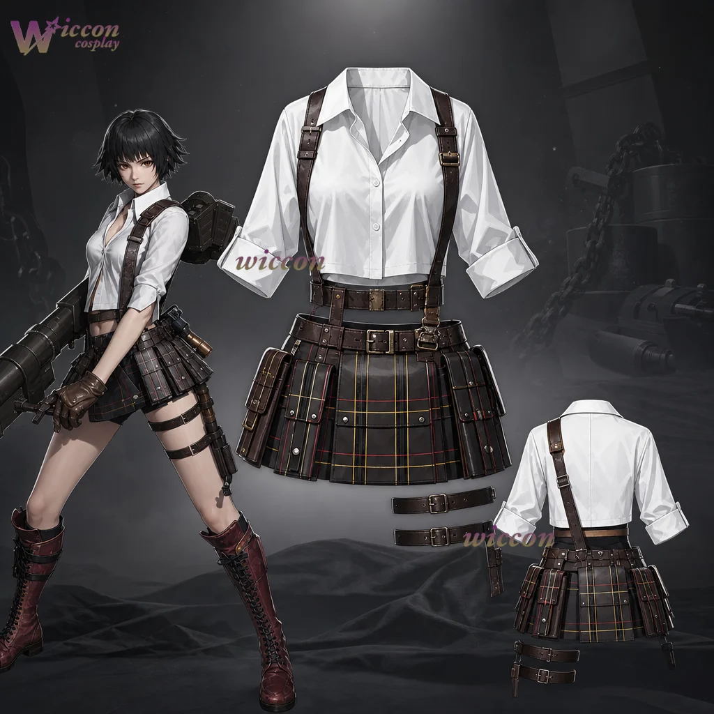 Devil May Cry Lady Demon Hunter cosplay game anime Western style costume set, women's leather skirt Halloween convention outfit