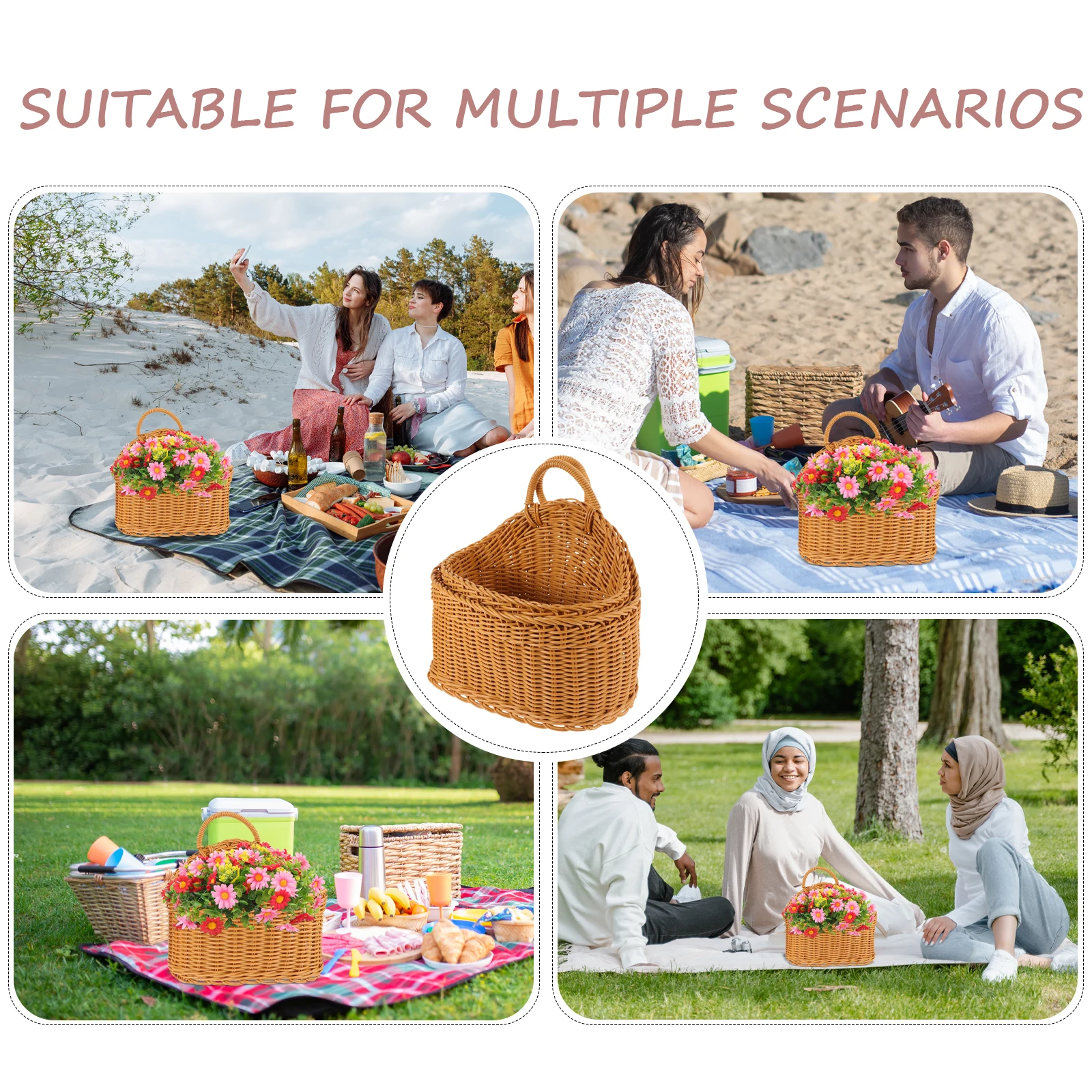 

2pcs Baskets 25x16x13cm 21.5x13x12.5cm Storage Wall Decor Plant Flower Basket Kitchen Hanging Woven Baskets Bedroom