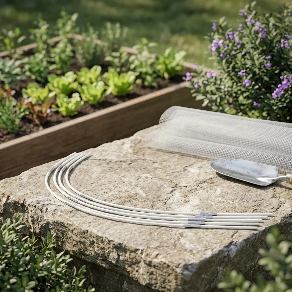 Raised Bed Fiberglass Hoop Kit with Connectors for Garden Tunnels and For Netting Support to Shield Plants from Harsh Weather
