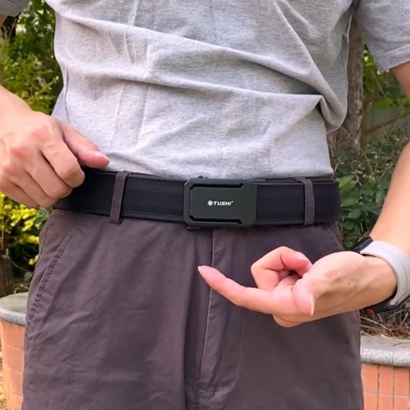 HSSEE 남녀공용 단단한 군용 벨트, 타이트한 나일론 전술 야외 벨트, 금속 자동 버클,... - 2