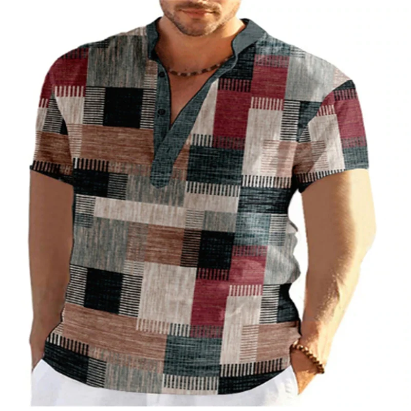 

2023 Men's new vintage 3 button shirt top summer fashion plus-size shirt @XG