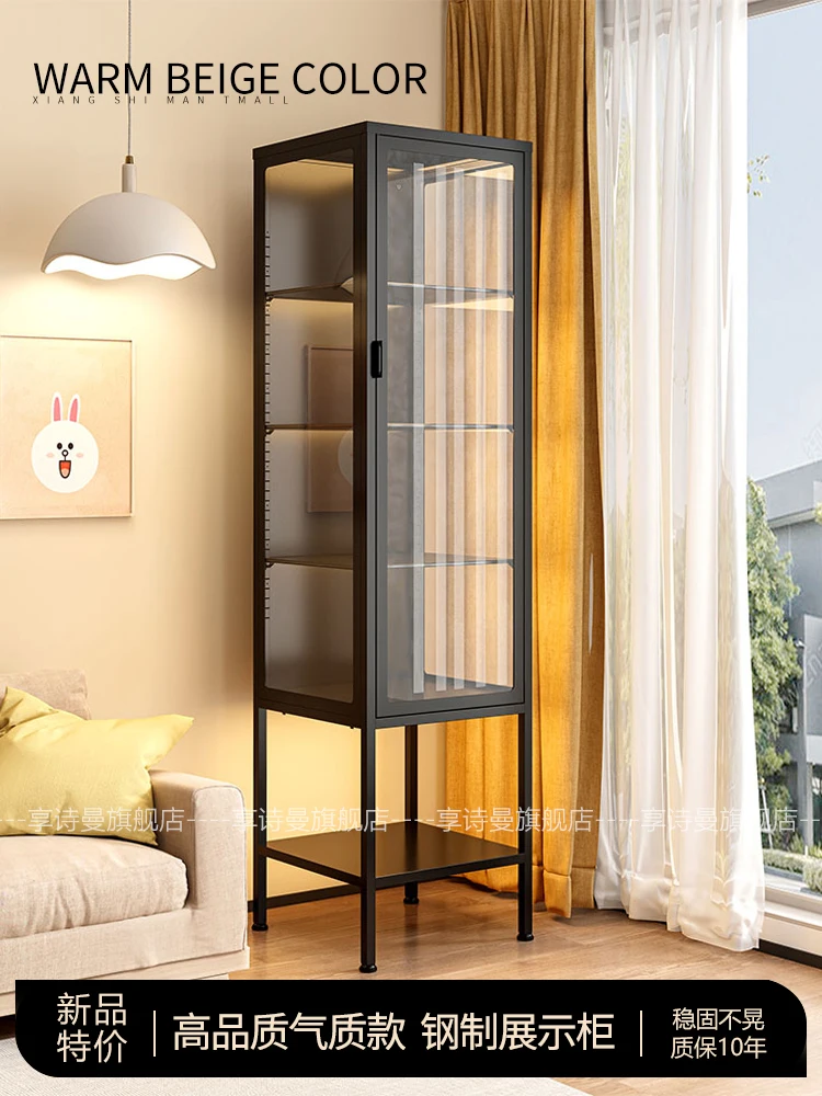 

Figure display cabinet Three-sided glass with lamp Transparent pain cabinet with lock Suitable for Lego model toy storage rack