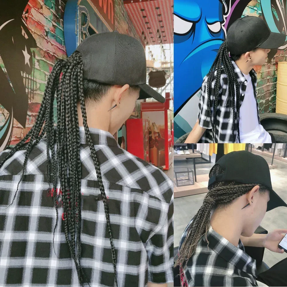 Sommer Unisex Dame Männer Baseball Kappe Hut Mit Dreadlocks Perücke Hip-Hop Punk Schmutziges Haar Geflecht Visiere Hüte – Detail 2