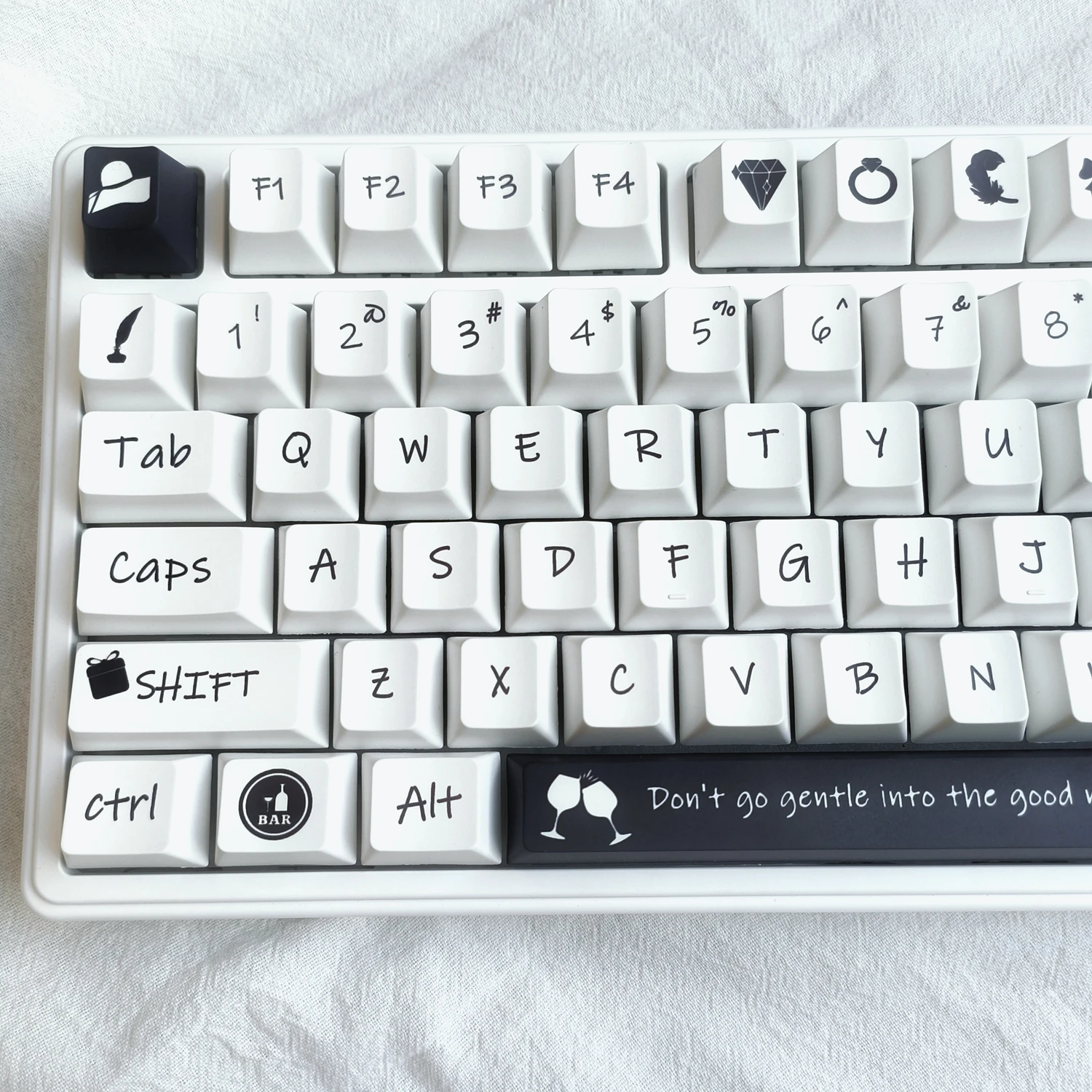 Spade Q theme keycap PBT sublimation original height 133 keys simple rk Ai stone VGN cross keyboard cap