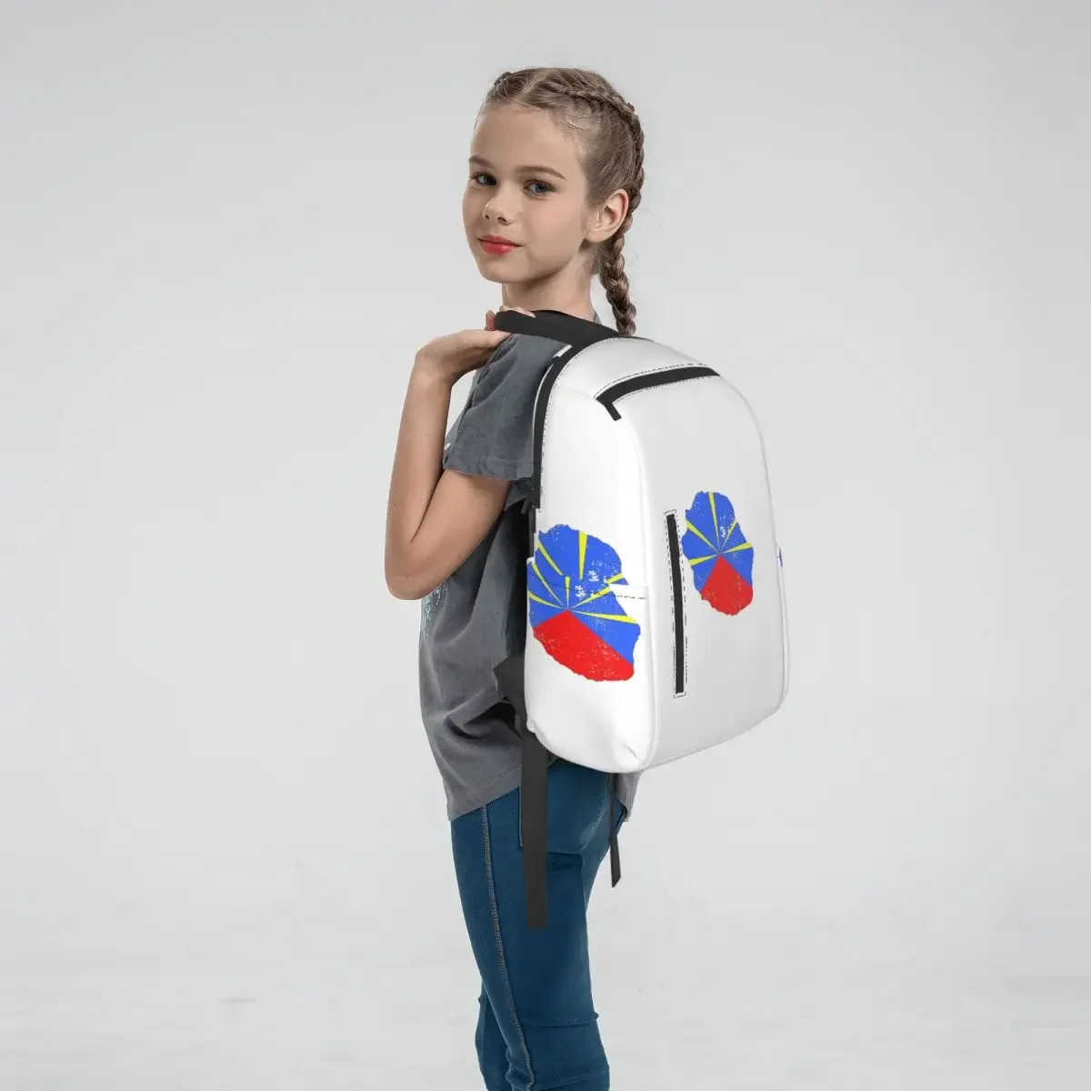 974 Reunion Island Flag Backpack Daypack Boys Girls BookBag School Bag Shoulder Bags for Men Women