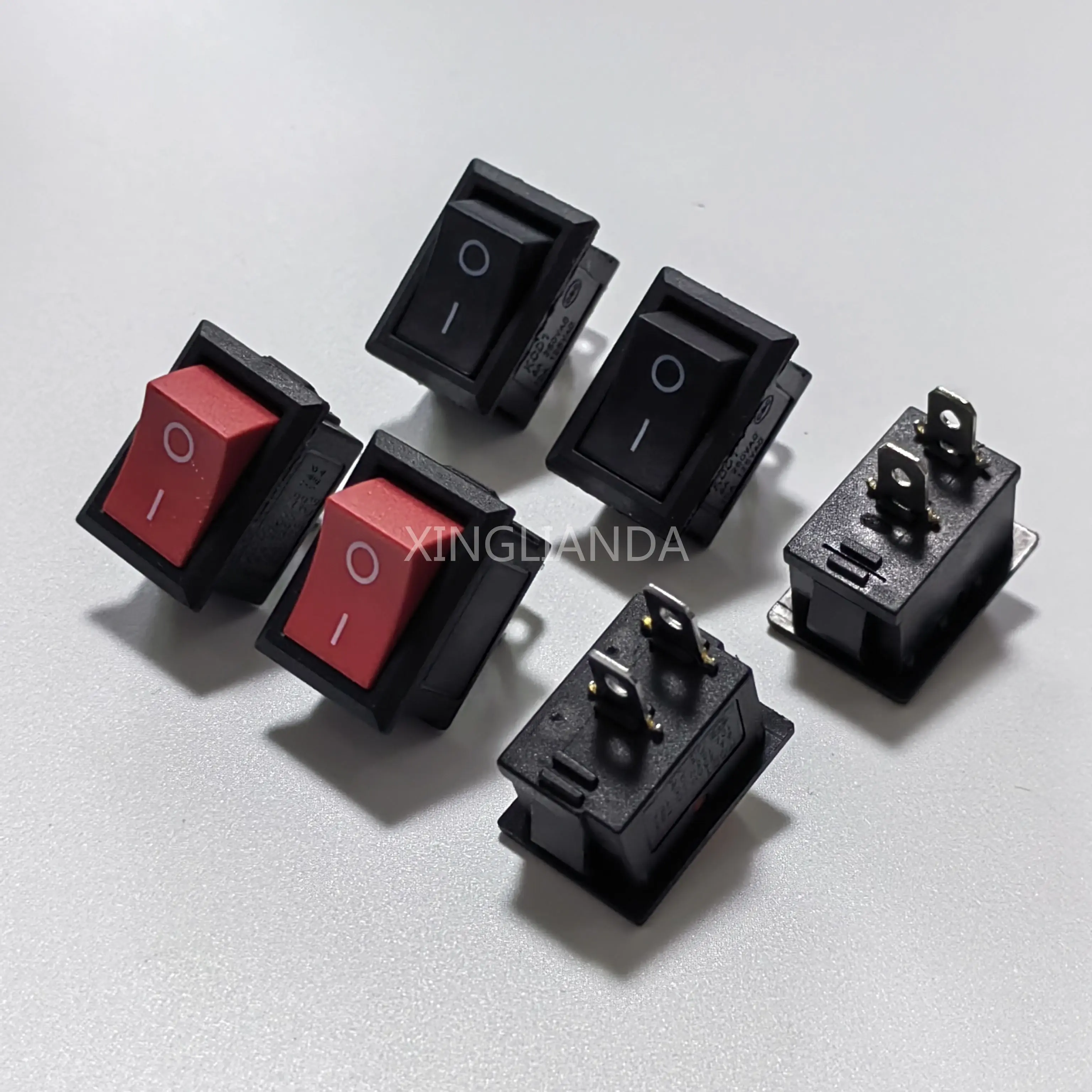 20Pcs Mini Rocker Switch KCD1,ON/OFF,Electrical Equipment,2Pin,2 Position,15*21mm,6A 250VAC/10A 125VAC,NO LED Red Black