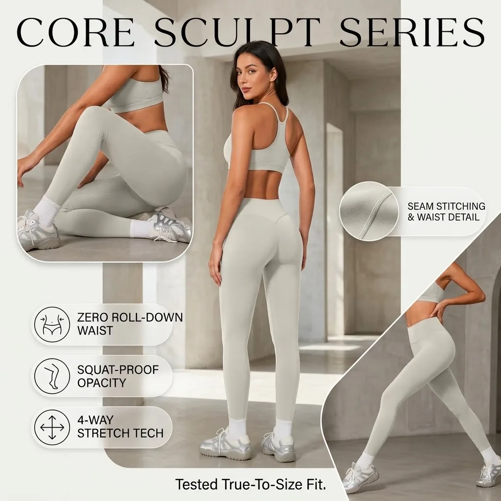 Premium High Waist Yoga Leggings, Buttery-Soft Fabric, Sculpting Tummy Control, Quick-Dry Activewear for Running, Fitness