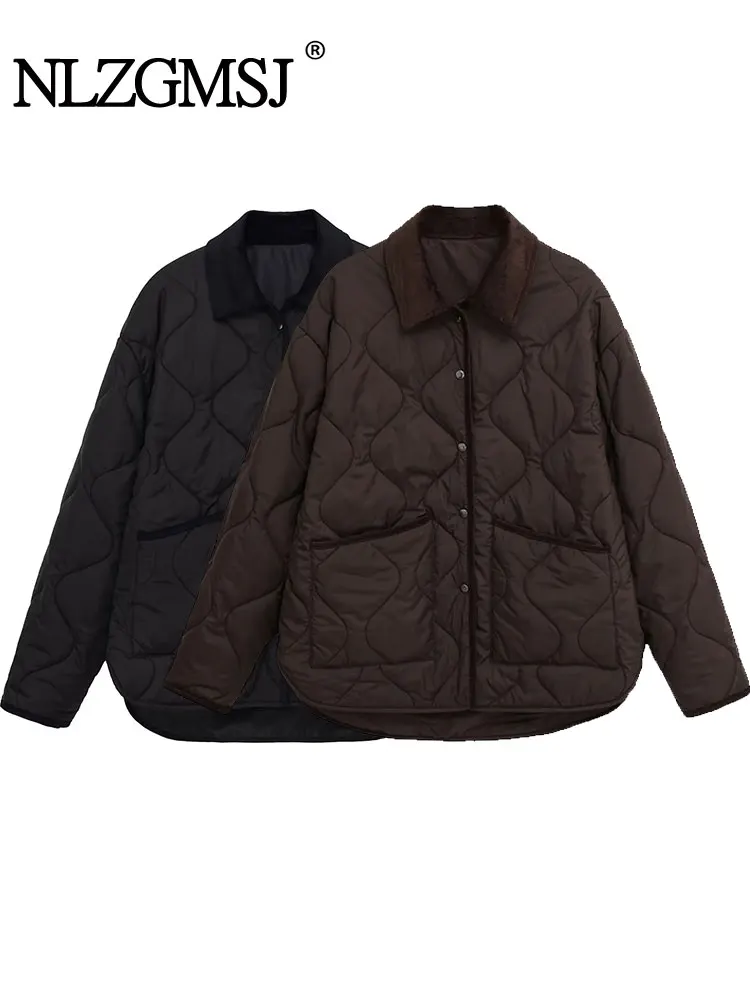 

NLZGMSJ повседневные шикарные коричневые теплые пальто женские однобортные куртки с длинными рукавами и карманами модные пальто осень-зима 2025