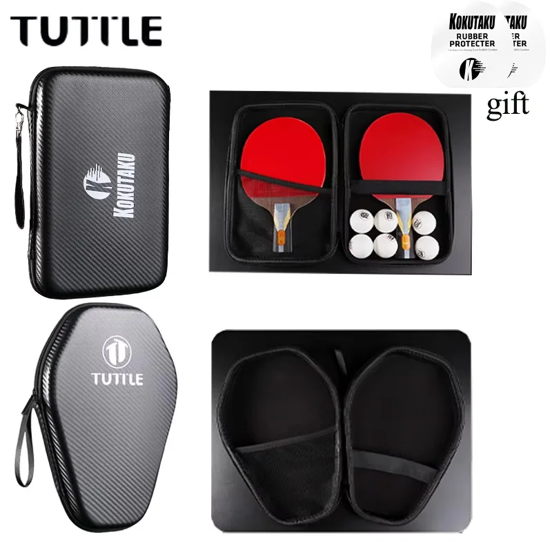 

KONUTAKU/TUTTLE Table Tennis Racket Cover Hard Shell EVA Square/Gourd Shape Portable Pingpong Paddle Storage Bag Large Capacity