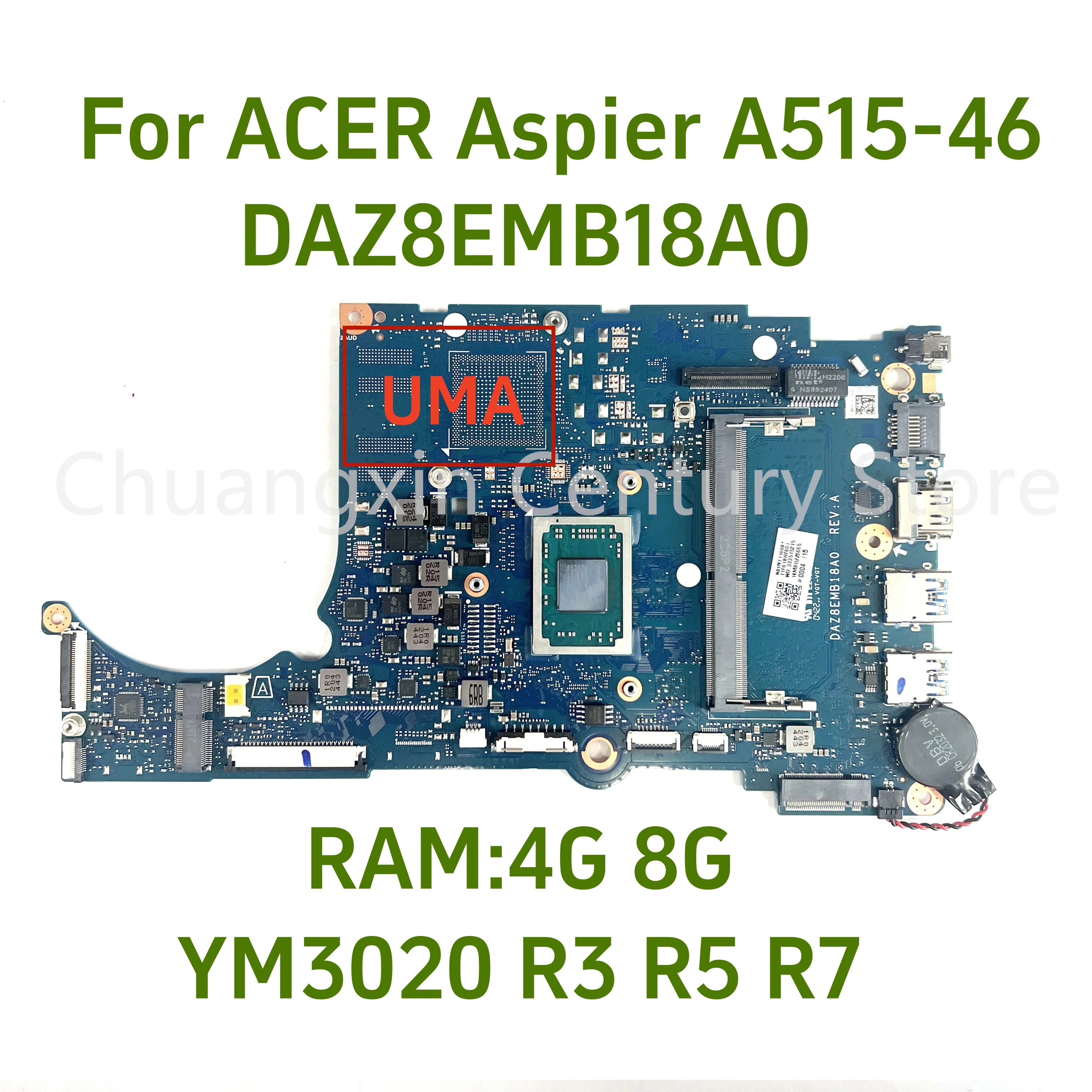 DAZ8EMB18A0 motherboard suitable for laptop motherboard ACER Aspier A515-46 CPU R3 R5 R7 RAM 4GB 8GB 100% fully tested