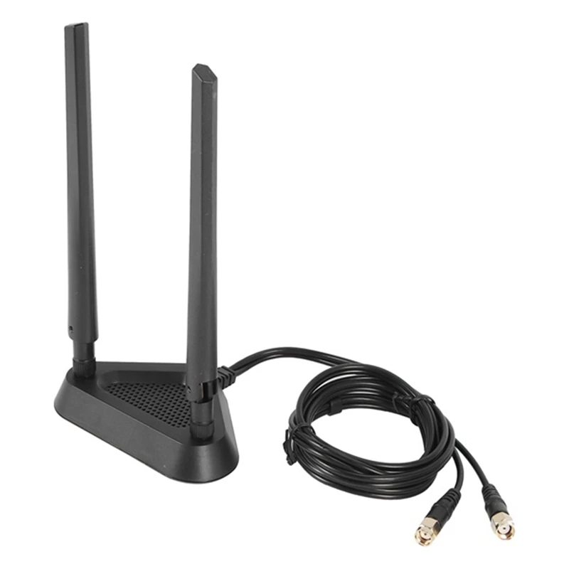 2.4G/5G Dual Frequency Extension Cable Antenna Wifi Router Wireless Network Card Black 1 Piece