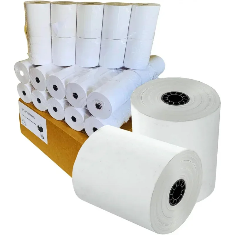 3-1/8 x 230 Thermal Paper Rolls - 48 GSM, White, BPA Free - Easy to Use - of 50 Rolls Per