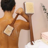Scrubbing Brush Wood Long Handle Hair Brush Ergonomic Comfortable Shower Back Scrub Soft Bristles Bath Brush Spa Accessories