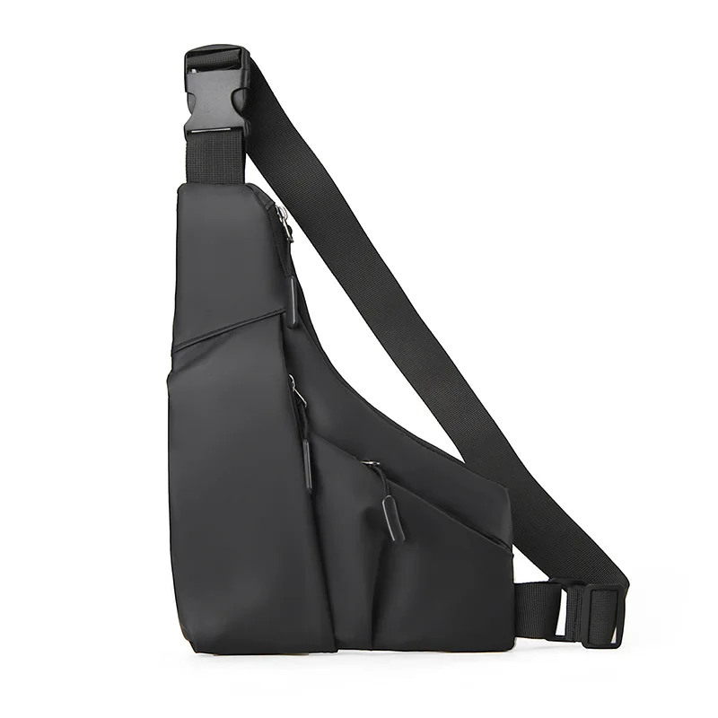 Anti Theft Close Fitting Chest Bag Men\'s Leisure Leather Film Triangle Bag Crossbody Card Wallet Sports Cycling Riding Sling Bag