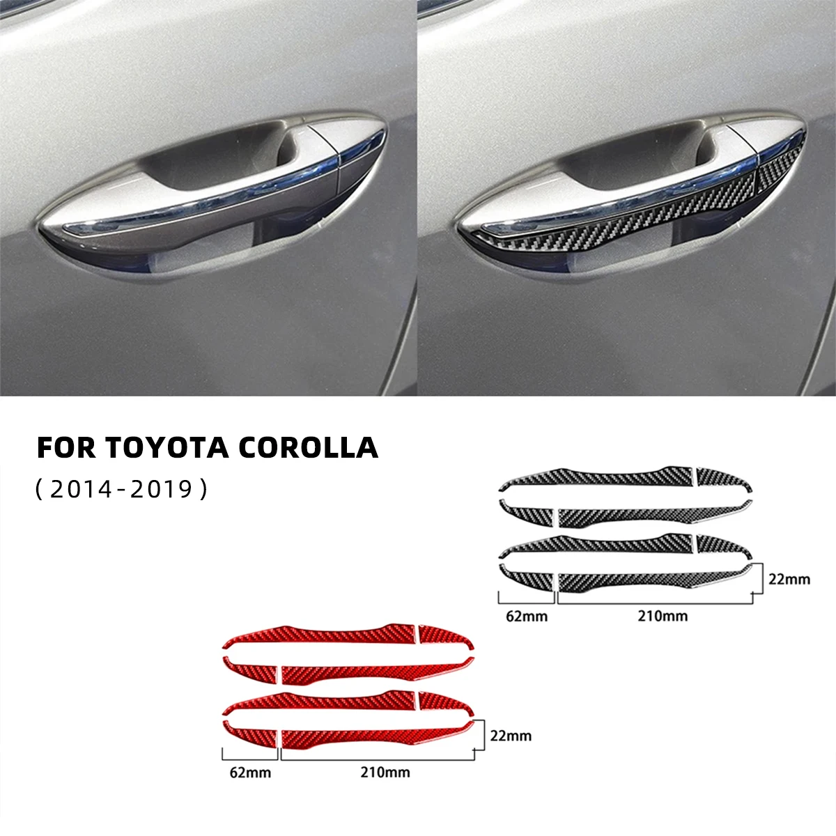 Carbon Fiber Car Handle Cover Trim Sticker Interior Parts For Toyota Corolla 2014 2015 2016 2017 2018 2019 Accesorios Para Auto