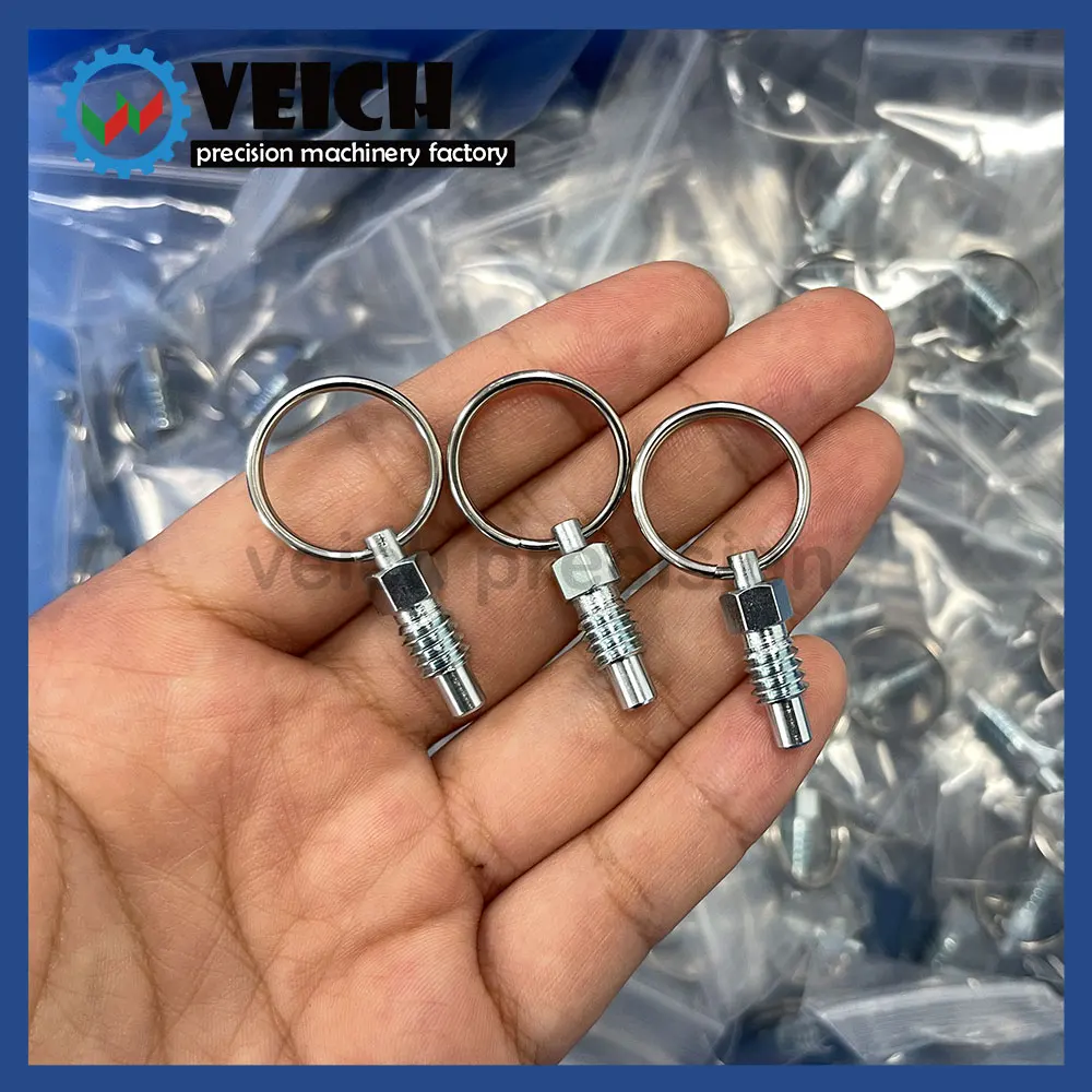 

Stock Quick Shipping Inch 1/4" 3/8" Size Carbon Steel Zinc Pull Ring Hand Retractable Spring Loaded Indexing Plunger Pin