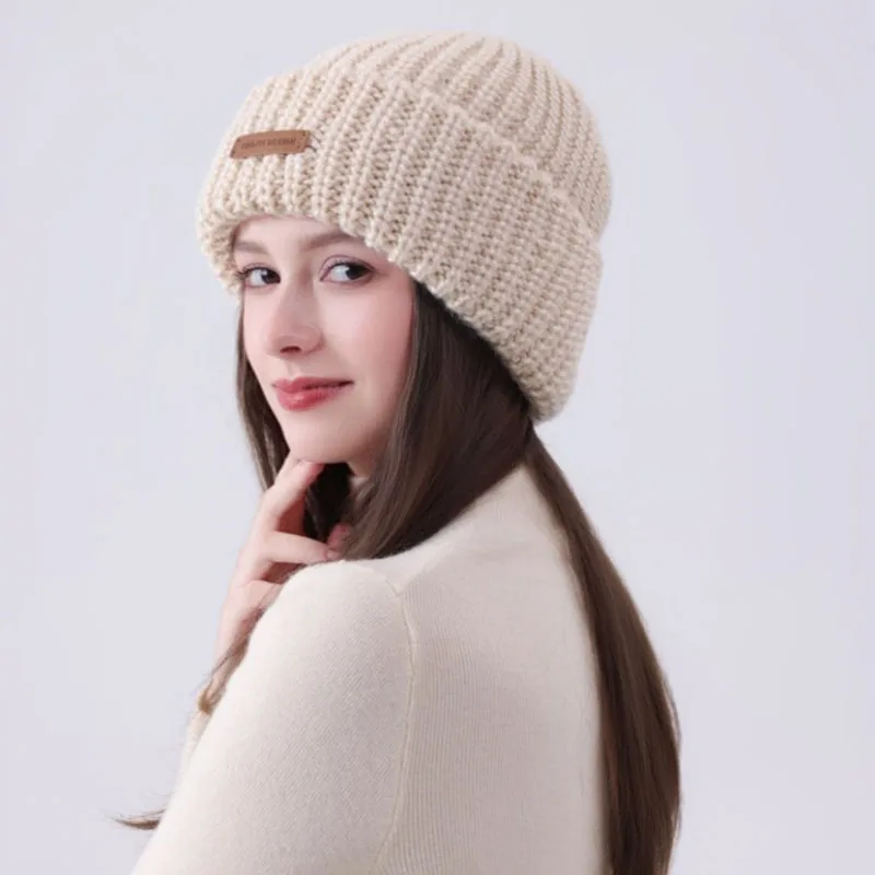 

Women's Winter Thick Line Knitted Woolen Hats Ear Protection Outdoor Ski Big Head Wrap Thickened Warm Russian Cap Unisex Beanies