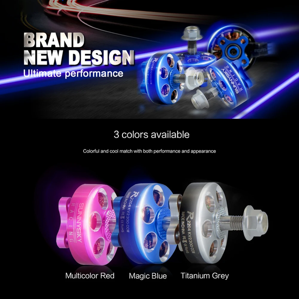 

2300KV FPV Brushless Motor 420W 3-4S for GF5045 GF5040 Props 5 Inch Racing Drone Lightweight 27g,DIY Parts R2204