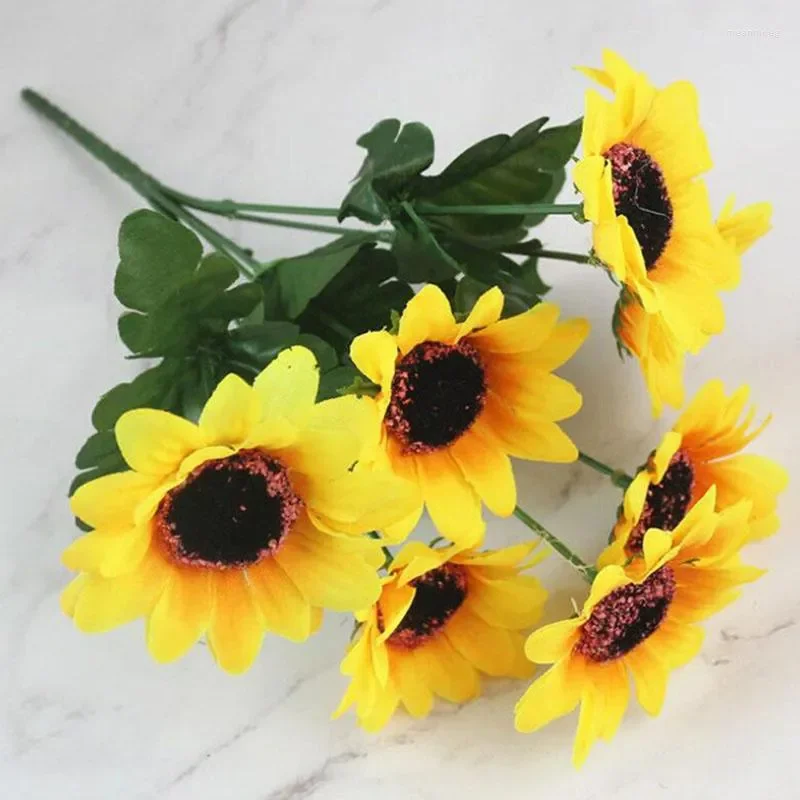 Beautiful Silk Sunflower Bouquet, Artificial Simulation, DIY Flower Wreath, Home Garden Party, Wedding Decoration Flowers