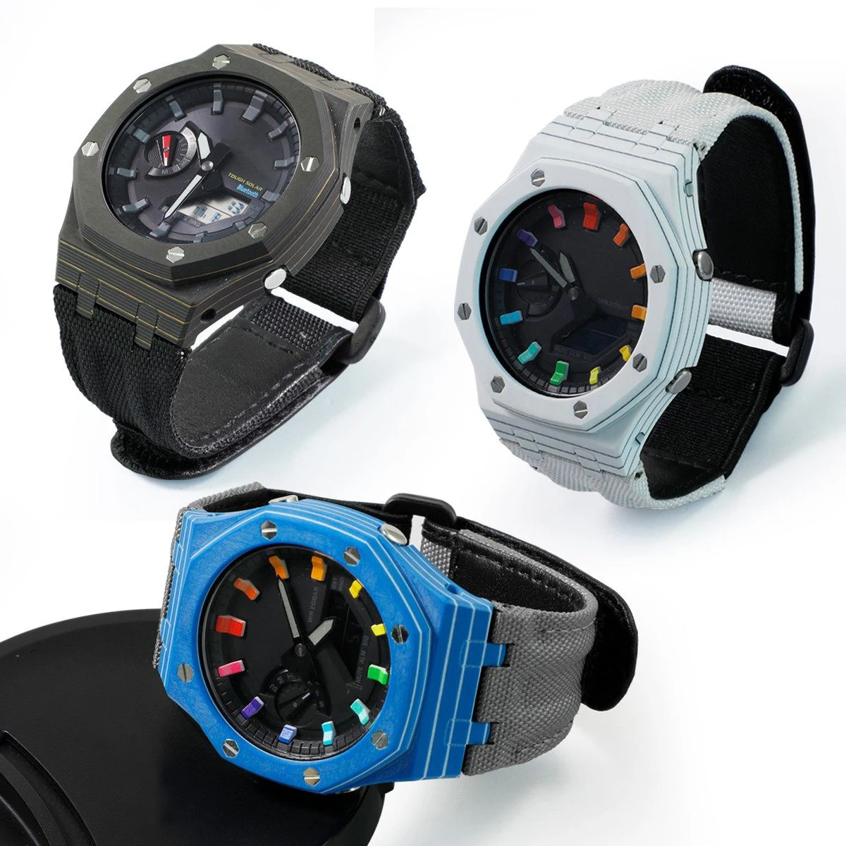 GA-2100 Modification Kit For Casio GA-2100/2110/B2100 GM-2100 GBM2100 Carbon Fiber Case + Nylon Canvas Strap Set