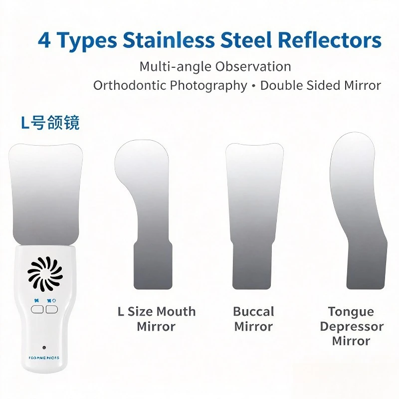 LED Dental Anti-fog Mouth Mirror, Oral Reflector with Light, Anti Fog Oral Mirror Kit with 4Pcs Stainless Steel Mirror Inserts