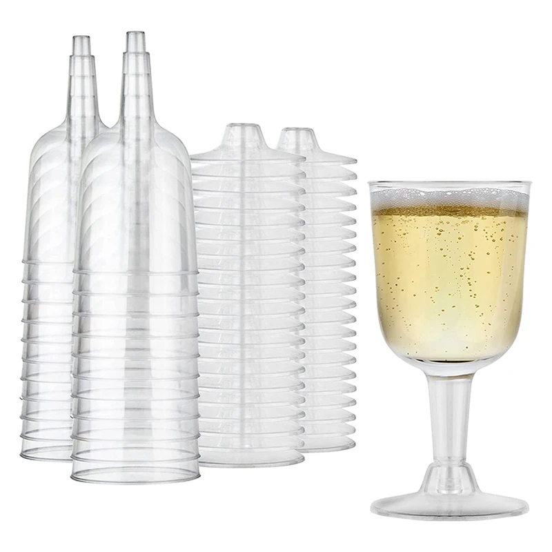 

Clear Plastic Wine Glass Recyclable - Shatterproof Wine Goblet - Disposable & Reusable Cups For Champagne,Dessert 120Pcs