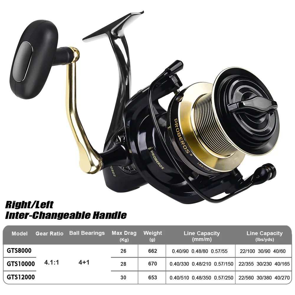 Metal Spinning Wheel Stainless Steel Bearing Long Casting Spinning Fishing Reel 26KG Max Washer Drag Sea Fishing Carp Fishing