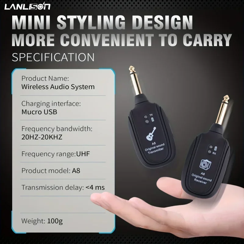 Transceptor inalámbrico para guitarra eléctrica, instrumento de viento eléctrico, sistema de transmisión de audio