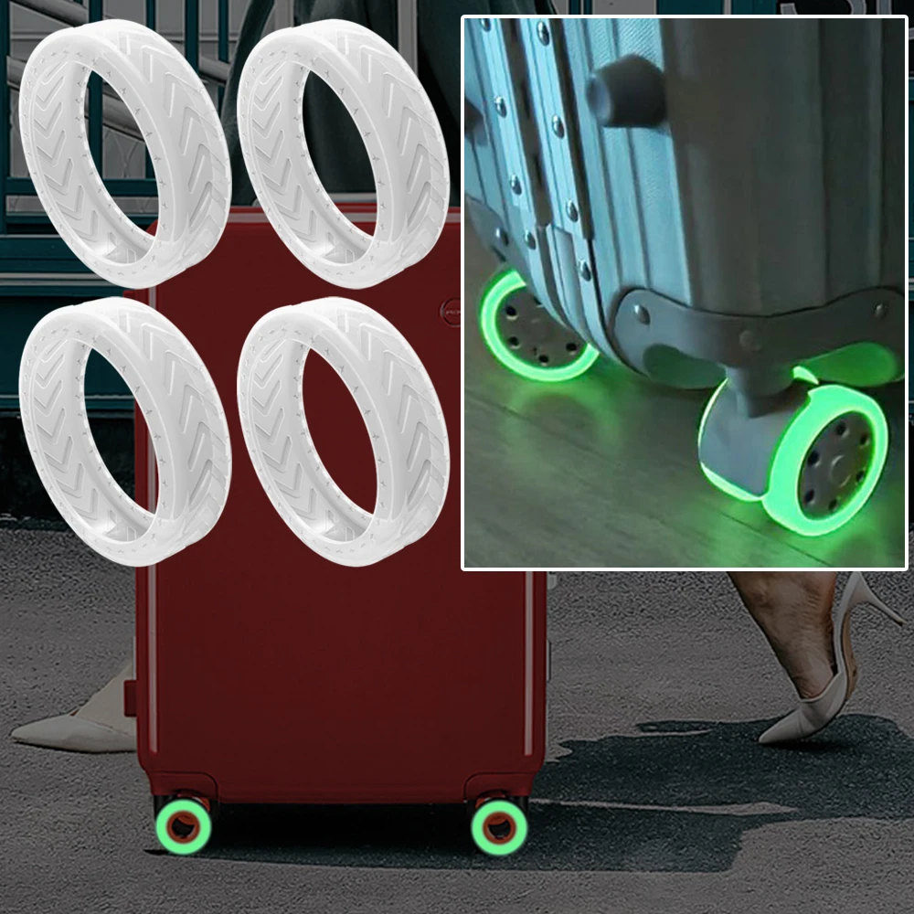 

4/8/10PCS/Se Night Glow Travel Luggage Caster Shoes Silicone Suitcase Parts Axles Suitcase Wheels Protection Cover