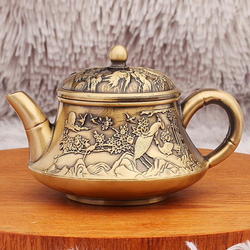 Brass Teapot Magpie Branch Pot Tea Ceremony Tea Set Home Desktop Decoration Metal Crafts Decoration Wholesale