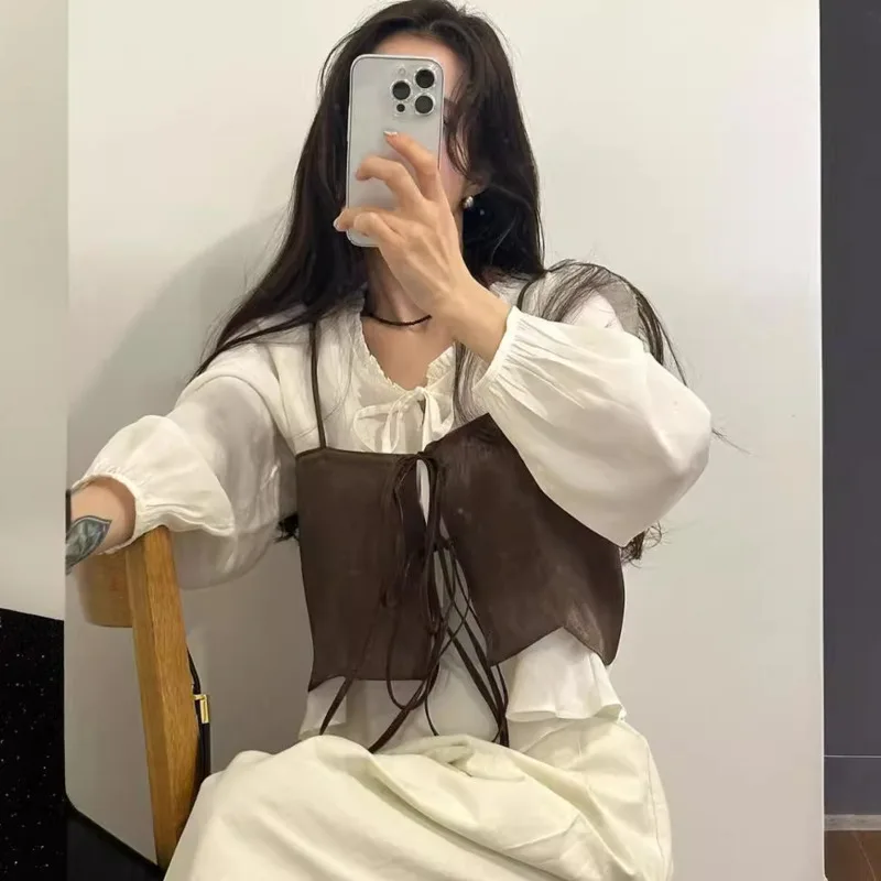 Korean Instagram Strap Tank Top Summer 2024 New Fashion Korean Style Layup Outwear Small Tank Top Strap Short Slim Fit Pullover