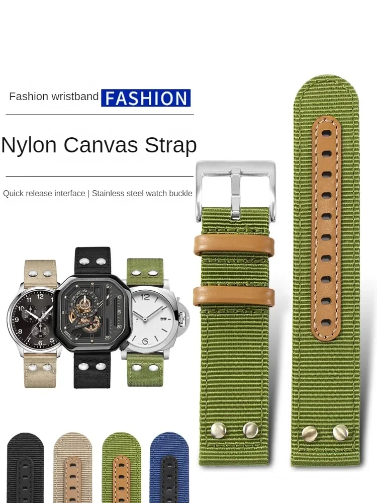 

Pey Quick Release Strap Men's Fit H-amilton O-mega C-asio H-uawei Army Green Canvas Watch Strap 22